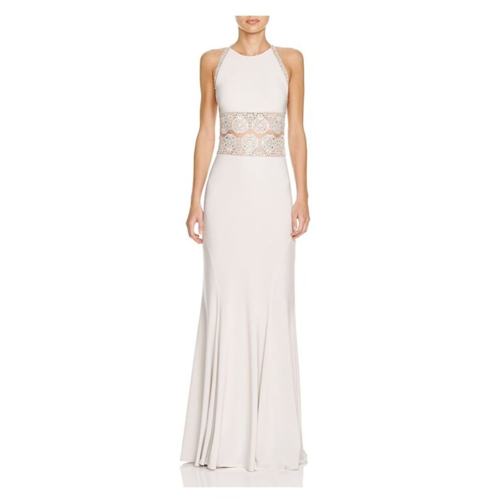 NWT LM COLLECTION Womens White Illusion Detail Sleeveless Fit + Flare Dress 2